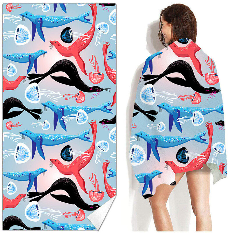 Mikroszálas strandtörölközők Ultrakönnyű kék fürdőlepedők Homokálló dupla belső cső folyóvízi hab úszókhoz úszómedencéhez