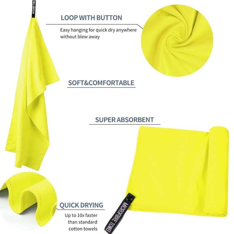 1 gab. Īpaši uzsūcošs mikrošķiedras dvielis sportam un āra aktivitātēm — kempings — ātri žūstošs, kompakts, viegls pludmales dvielis