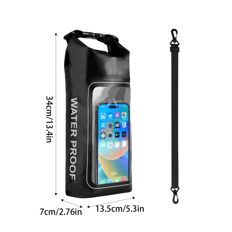 2l plávanie PVC balenie, suchý vak s dotykovou obrazovkou, vonkajší nepremokavý, cez rameno, taška na kajak, trekking, driftovanie, rafting, surfovanie, lodenie