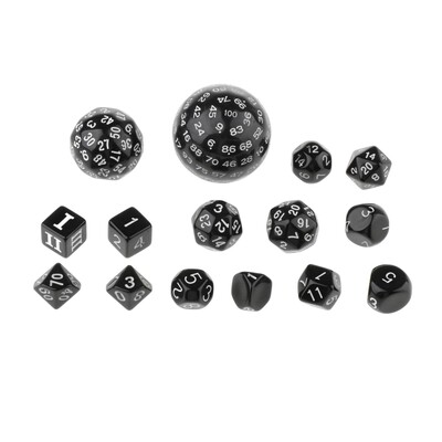 15 bucăți/set Set de zaruri numerice poliedrice acrilice D60 D30 D24 D20 D16 D12 D10 D8 D7 D5 D4 pentru jucării RPG