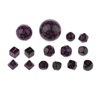 15 bucăți/set Set de zaruri numerice poliedrice acrilice D60 D30 D24 D20 D16 D12 D10 D8 D7 D5 D4 pentru jucării RPG