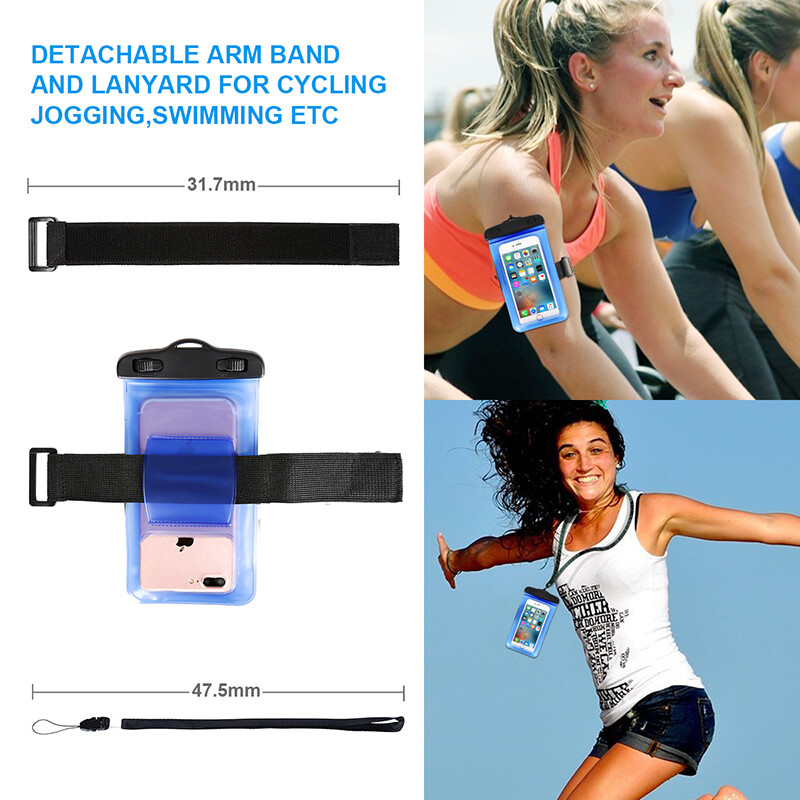 HAISSKY Vodotesné puzdro na telefón s dizajnom náramku Univerzálne podvodné plážové puzdro na plávanie, surfovanie, člnkovanie, suchá taška s dotykovou obrazovkou