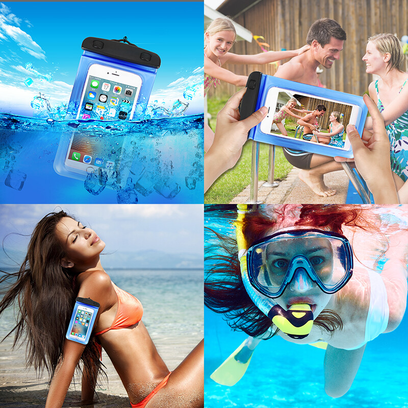 HAISSKY Vodotesné puzdro na telefón s dizajnom náramku Univerzálne podvodné plážové puzdro na plávanie, surfovanie, člnkovanie, suchá taška s dotykovou obrazovkou