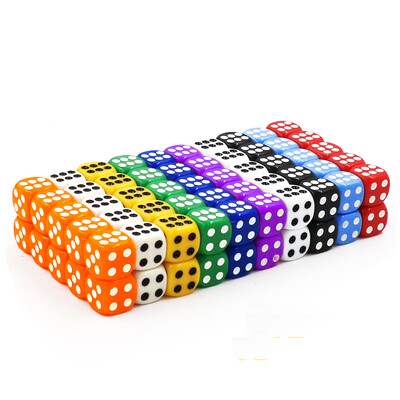 100 ks/balenie 14 mm akrylových kociek, doplnkov na hry s kockami, č. 14, okrúhlych rohových kociek, farebných bodkových kociek na pitie