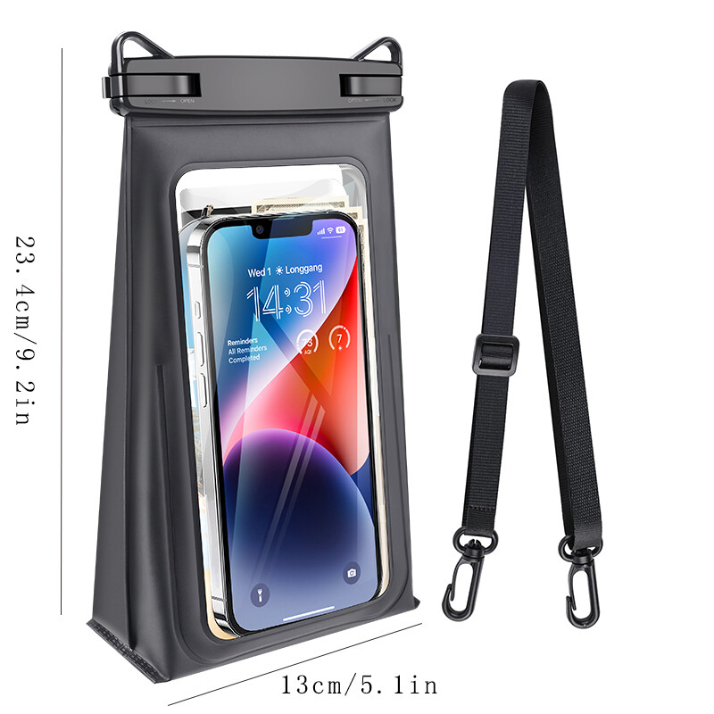 HAISSKY Priehľadné vodotesné puzdro na telefón, crossbody, pláž, plávanie, surfovanie, člnkovanie, úložné puzdro na telefón, dotykové displeje, suché tašky