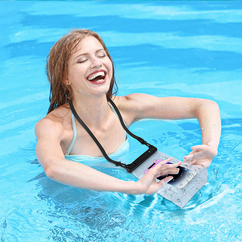 HAISSKY Priehľadné vodotesné puzdro na telefón, crossbody, pláž, plávanie, surfovanie, člnkovanie, úložné puzdro na telefón, dotykové displeje, suché tašky