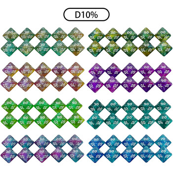 Polyhedral 10 Sided Dice Digital D10(00-90) Glitter Mixed Color 10pcs for DND RPG Αξεσουάρ επιτραπέζιων παιχνιδιών