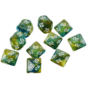 Polyhedral 10 Sided Dice Digital D10(00-90) Glitter Mixed Color 10pcs for DND RPG Αξεσουάρ επιτραπέζιων παιχνιδιών