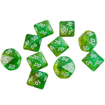 Polyhedral 10 Sided Dice Digital D10(00-90) Glitter Mixed Color 10pcs for DND RPG Αξεσουάρ επιτραπέζιων παιχνιδιών