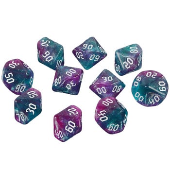 Polyhedral 10 Sided Dice Digital D10(00-90) Glitter Mixed Color 10pcs for DND RPG Αξεσουάρ επιτραπέζιων παιχνιδιών