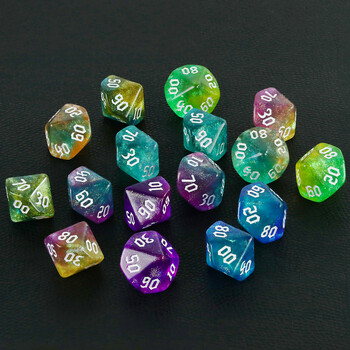 Polyhedral 10 Sided Dice Digital D10(00-90) Glitter Mixed Color 10pcs for DND RPG Αξεσουάρ επιτραπέζιων παιχνιδιών