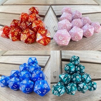 10 бр D20 dungeon зарове D&D Настолна игра 20 лица Акрилни комплекти зарове Pearl Colorful dungeons and dragons d20 зарове