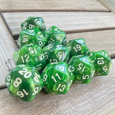 10 ks D20 Dungeon Dices D&D Stolová hra s 20 tvárami Akrylové sady kociek Perlové farebné Dungeons and Dragons d20 Kocky