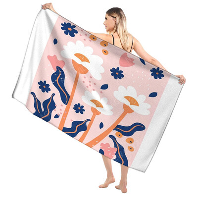 Domáce osušky na telo, osušky Morandi lines and flowers, rýchloschnúci mikrovláknový plážový uterák, veľký športový uterák