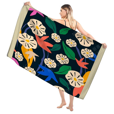 Domáce osušky na telo, osušky Morandi lines and flowers, rýchloschnúci mikrovláknový plážový uterák, veľký športový uterák