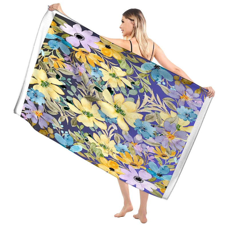 Domáce osušky na telo, osušky Morandi lines and flowers, rýchloschnúci mikrovláknový plážový uterák, veľký športový uterák