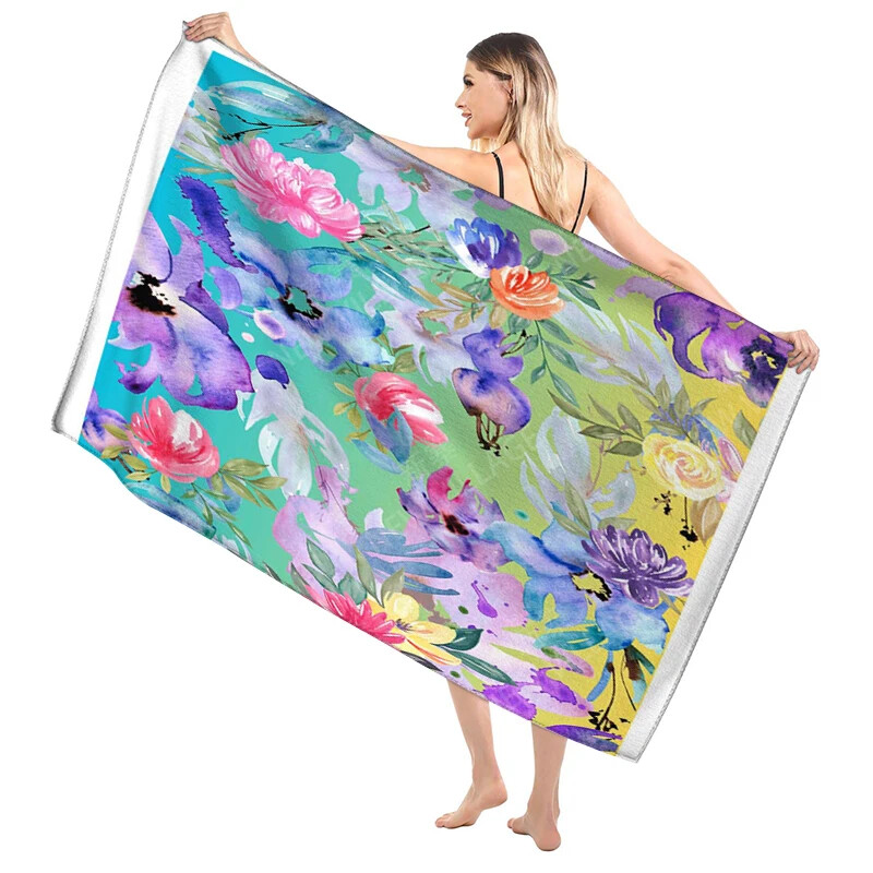 Domáce osušky na telo, osušky Morandi lines and flowers, rýchloschnúci mikrovláknový plážový uterák, veľký športový uterák