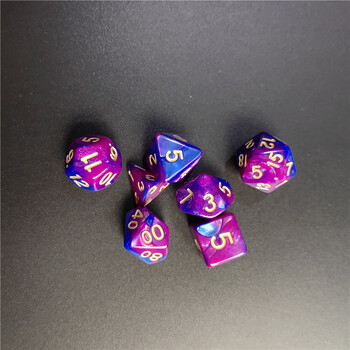 7 Pcs1set Galaxy Series Style DND Dice Set D4 D6 D8 D10 D12 D20 Dice Multi-sided Dice For TRPG Dungeons & Dragons Επιτραπέζιο παιχνίδι