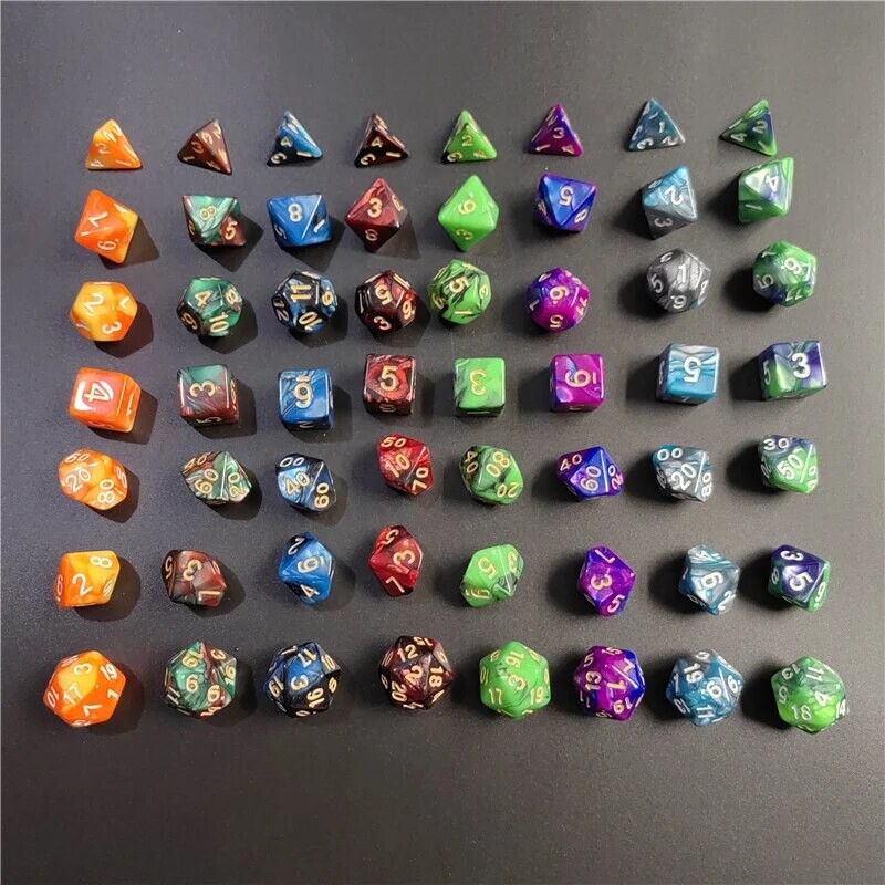 7 ks/1 sada Galaxy Series Style DND sada kociek D4 D6 D8 D10 D12 D20 viacstranné kocky pre stolovú hru TRPG Dungeons & Dragons