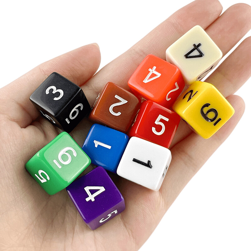 D6 Polyhedrálne kocky 16 mm TRPG DND Digitálna hracia sada s kockami 6 strán 10 ks pre stolové hry