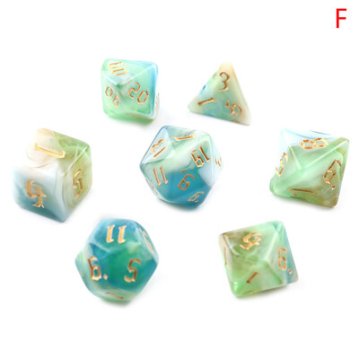 Set de zaruri poliedric cu 7 zaruri Swirl-DND în două tonuri pentru RPG/MTG D4 D6 D8 D10 D% D12 D20 Jocuri cu zaruri 7 buc/set Jocuri de masă pentru petrecere în familie