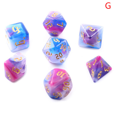 Set de zaruri poliedric cu 7 zaruri Swirl-DND în două tonuri pentru RPG/MTG D4 D6 D8 D10 D% D12 D20 Jocuri cu zaruri 7 buc/set Jocuri de masă pentru petrecere în familie