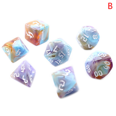 Set de zaruri poliedric cu 7 zaruri Swirl-DND în două tonuri pentru RPG/MTG D4 D6 D8 D10 D% D12 D20 Jocuri cu zaruri 7 buc/set Jocuri de masă pentru petrecere în familie