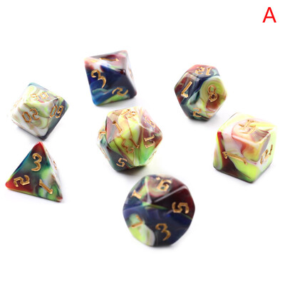 Set de zaruri poliedric cu 7 zaruri Swirl-DND în două tonuri pentru RPG/MTG D4 D6 D8 D10 D% D12 D20 Jocuri cu zaruri 7 buc/set Jocuri de masă pentru petrecere în familie