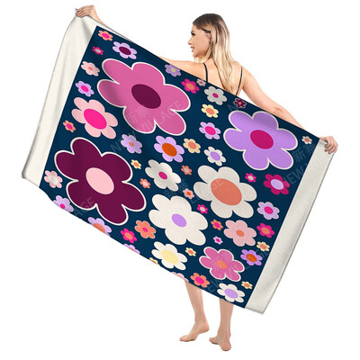 Domáce osušky na telo, osušky Morandi lines and flowers, rýchloschnúci mikrovláknový plážový uterák, veľký športový uterák