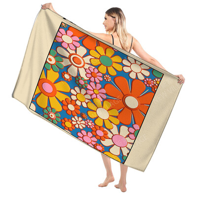 Domáce osušky na telo, osušky Morandi lines and flowers, rýchloschnúci mikrovláknový plážový uterák, veľký športový uterák