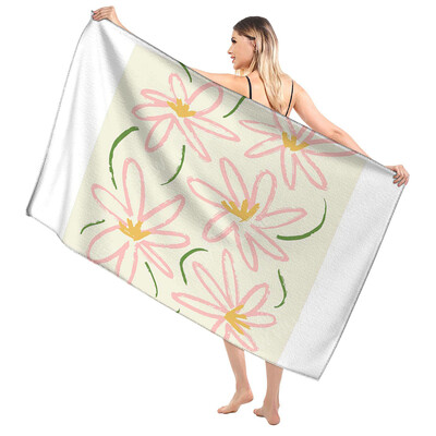 Domáce osušky na telo, osušky Morandi lines and flowers, rýchloschnúci mikrovláknový plážový uterák, veľký športový uterák