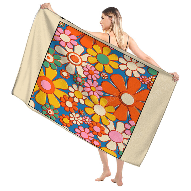 Domáce osušky na telo, osušky Morandi lines and flowers, rýchloschnúci mikrovláknový plážový uterák, veľký športový uterák