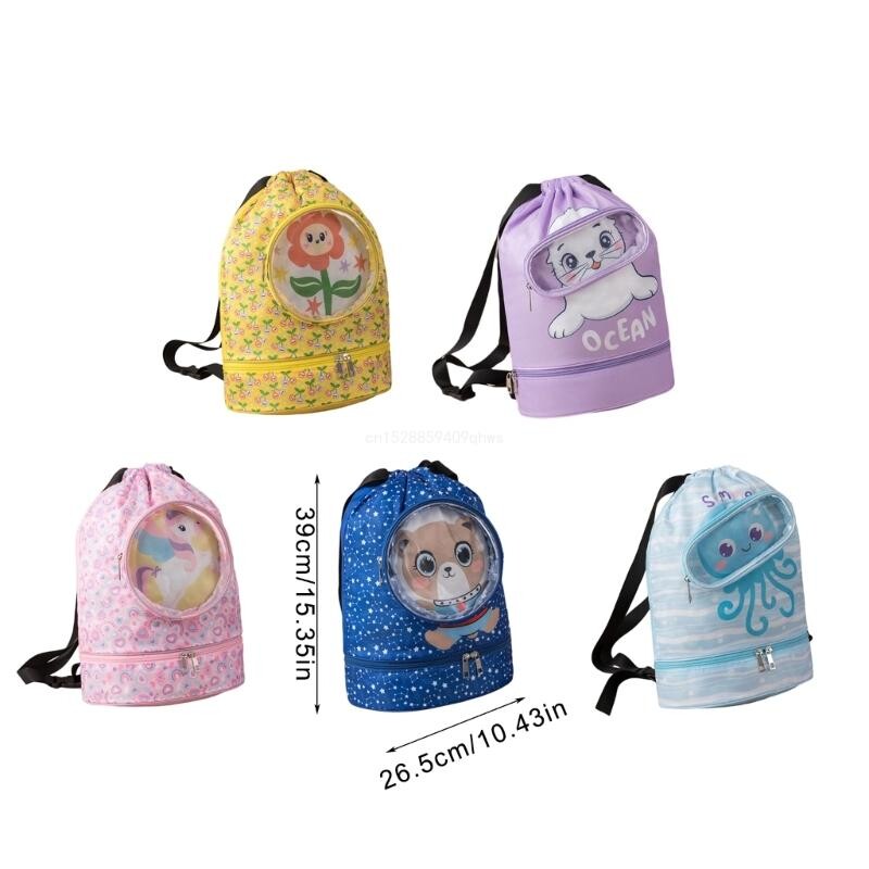 Ujumisseljakott, kuiv märjalt eraldav pesukott Laste rannakott koos pingutusnööriga veekindel hoiukott Lihtne kasutada Dropship