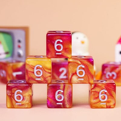 Poludie 10 buc. D6 Galaxy Nebula zaruri cu husă Set durabil cu sclipici D6 pentru jocuri de rol de masă bară zaruri RPG