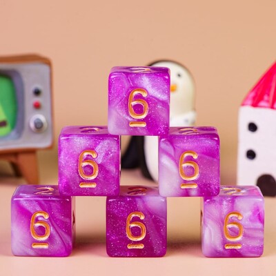 Poludie 10 buc. D6 Galaxy Nebula zaruri cu husă Set durabil cu sclipici D6 pentru jocuri de rol de masă bară zaruri RPG