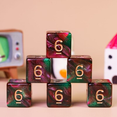 Poludie 10 buc. D6 Galaxy Nebula zaruri cu husă Set durabil cu sclipici D6 pentru jocuri de rol de masă bară zaruri RPG