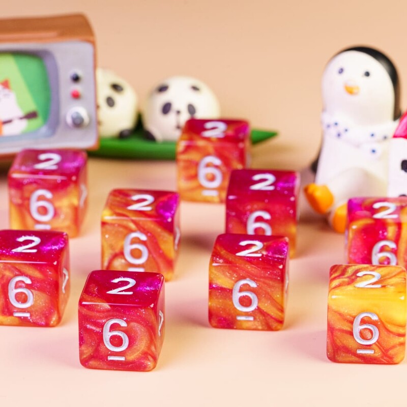 Poludie 10 buc. D6 Galaxy Nebula zaruri cu husă Set durabil cu sclipici D6 pentru jocuri de rol de masă bară zaruri RPG