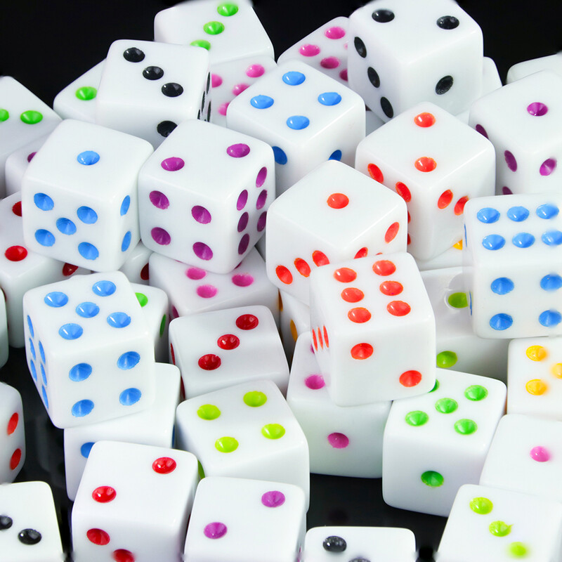 Šešių pusių žaidimo kauliukų rinkinys – kvadratinis kampas 16 mm D6 su standartiniais taškais kauliukais stalo žaidimams ir matematikos mokymui