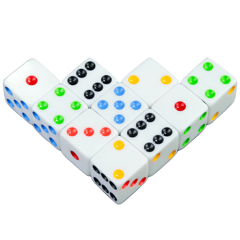 Šešių pusių žaidimo kauliukų rinkinys – kvadratinis kampas 16 mm D6 su standartiniais taškais kauliukais stalo žaidimams ir matematikos mokymui