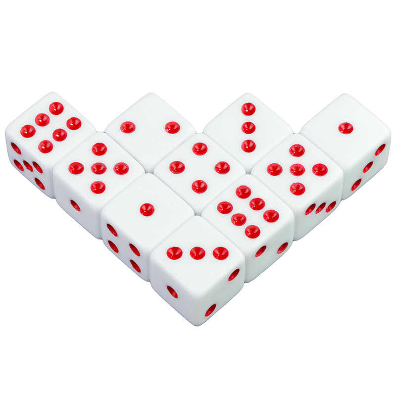 Šešių pusių žaidimo kauliukų rinkinys – kvadratinis kampas 16 mm D6 su standartiniais taškais kauliukais stalo žaidimams ir matematikos mokymui