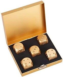 5 ks presných hliníkových kociek s krabicou, domino, hra, kemping, poker, KTV, bar, párty, rekvizity, sada kociek, masívny kov, strieborno-zlatý