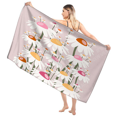 Domáce osušky na telo, osušky Morandi lines and flowers, rýchloschnúci mikrovláknový plážový uterák, veľký športový uterák