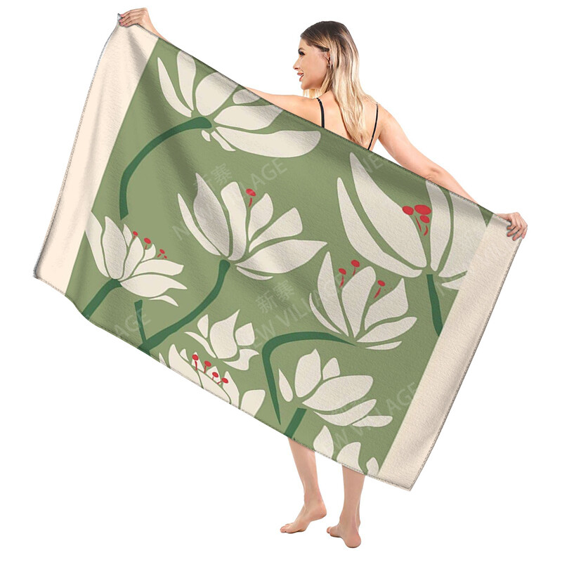 Domáce osušky na telo, osušky Morandi lines and flowers, rýchloschnúci mikrovláknový plážový uterák, veľký športový uterák