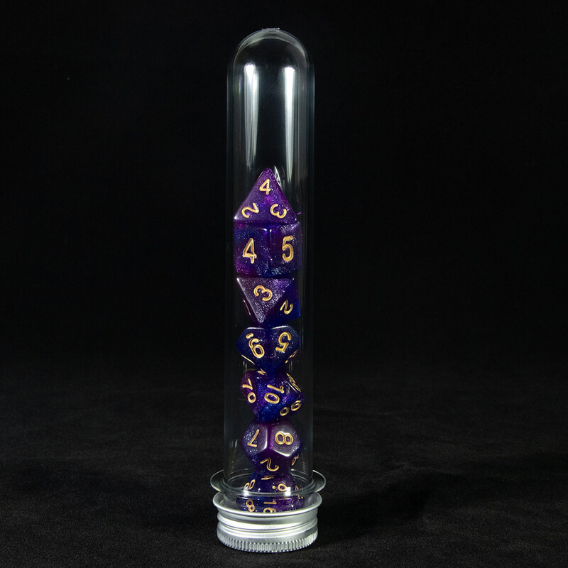 Sada polyedrických kociek DND, vesmírna galaxia, trblietavé kocky s tubičkou, pre herný stolový stôl D&D, príslušenstvo pre hranie hier