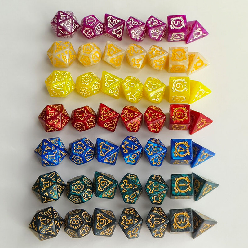 7 ks/sada polyedrických kociek, viacstranná sada kociek pre stolové hry, vysoko kvalitná sada kociek, doplnky pre stolové hry