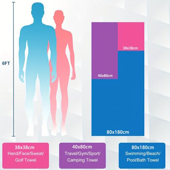 1 συσκευασία 3 μεγεθών, συμπαγείς πετσέτες ταξιδιού από μικροΐνες - εξαιρετικά απορροφητικές, ελαφριές και στεγνώνουν γρήγορα για σπορ, παραλία, γιόγκα