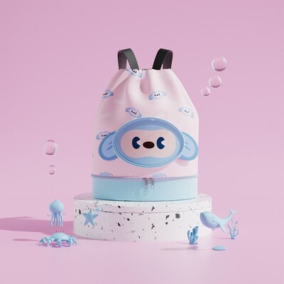 Pārnēsājami jauki dzīvnieki, aukliņas peldsomas, sausā un slapjā atdalīšanas ūdensnecaurlaidīgas pludmales mugursomas uzglabāšanas somas Bērnu peldsomas