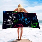 1 ks rýchloschnúci plážový uterák z mikrovlákna s rozmermi 29*59 palcov pre herných nadšencov - ideálny do bazéna, kúpeľne, na kempovanie a cestovanie