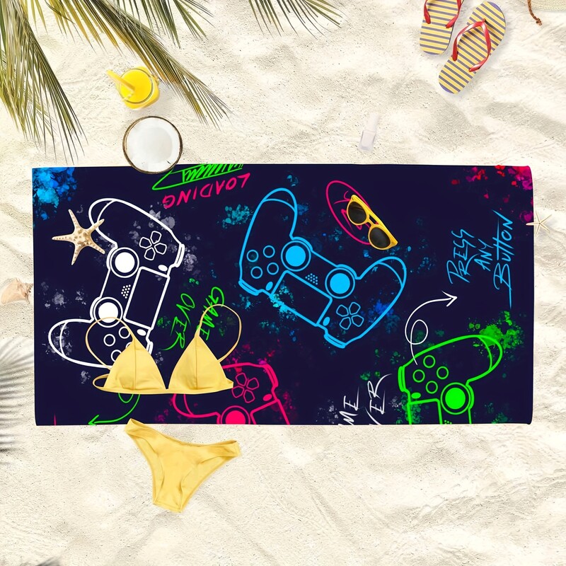 1 ks rýchloschnúci plážový uterák z mikrovlákna s rozmermi 29*59 palcov pre herných nadšencov - ideálny do bazéna, kúpeľne, na kempovanie a cestovanie