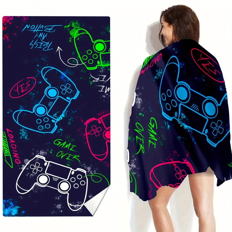 1 ks rýchloschnúci plážový uterák z mikrovlákna s rozmermi 29*59 palcov pre herných nadšencov - ideálny do bazéna, kúpeľne, na kempovanie a cestovanie